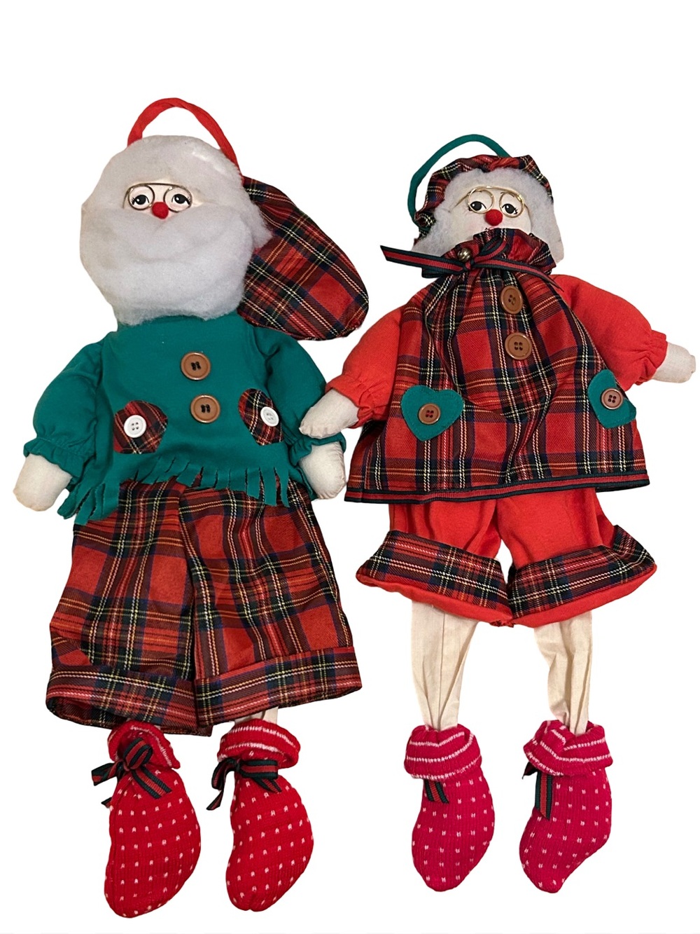 Vintage Pair of Sitting/Hanging Holiday Figures